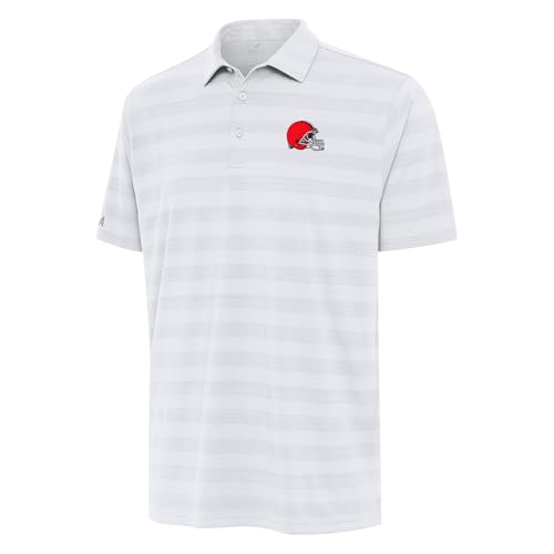 Antigua Men's White Cleveland Browns Tunnel Polo