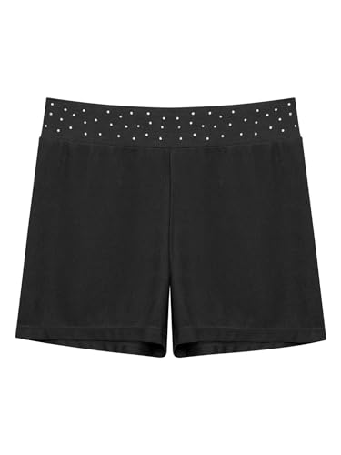easyforever Kids Girls Shiny Rhinestones Bike Shorts Gymnastics Dance Shorts Athletic Tumbling Running Bottoms4