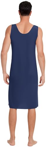Mens Ice Silk Nightshirt Short Sleeves Pajama Sleep Shirt Sleeveless Sleep Gowns Nightwear for Sleeping4