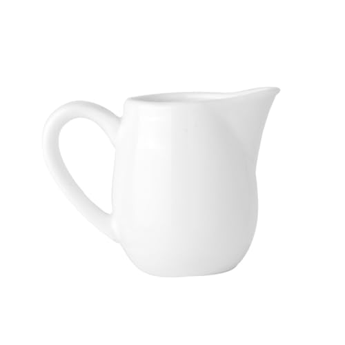 Image of 310 ml White Porcelain Tea Pot or Gravy Pot with 60 ml Creamer Set of 2, for Serving Tea, Milk (Mirakii 86)