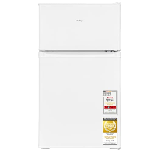 Exquisit Kühl-Gefrierkombination | 85 l Nutzinhalt, Energieklasse E, 40 dB(A) | kompakte Bauform, 4-Sterne-Gefrierfach, LED-Beleuchtung, elektronische Temperaturregelung | KGC590-30-E-040E weiss