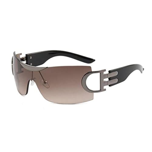 Frameless Sunglasses One Piece Progressive Sunglasses UV Resistant Glasses Metal Decoration Hollowed Sunglasses