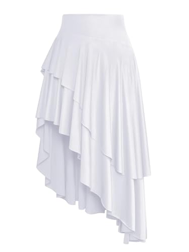 eoeoo Women's Sexy High Waisted Ruffle Hem Asymmetrical Flowy Long