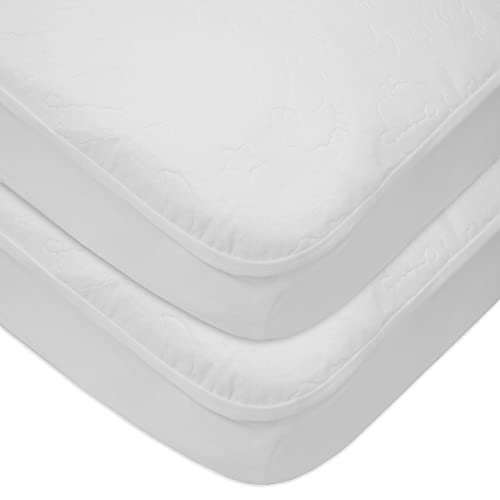 Image of TL Care 2 Pack Waterproof Fitted Crib Mattress Protector 52 inch x 28 inch - Quilted, Noiseless, Soft & Breathable Crib & Toddler Mattress Pad Cover, White