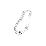 IMOLOVE Moissanite Wedding Bands for Women, Simple Trendy 0.3 Carat Silver Eternity Wedding Band Fashion Moissanite Stackable Rings for Women with 18K White Gold Plated Size 7