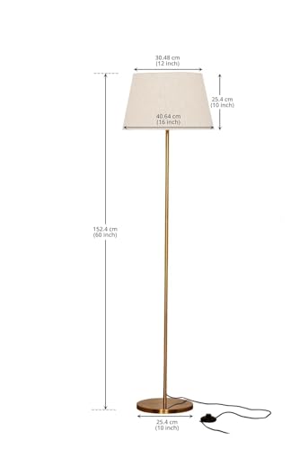 Image of ILLUMINE Furniture Golden Floor Lamp Standing Modern Lamp Shade for Living Room Corner, Home, Hotel, Office 12 Inches, 4Ft Height (Gold)