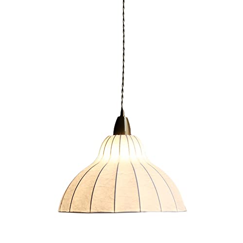 Lampe à suspension en tissu de soie japonaise lustre plafonnier intérieur E27