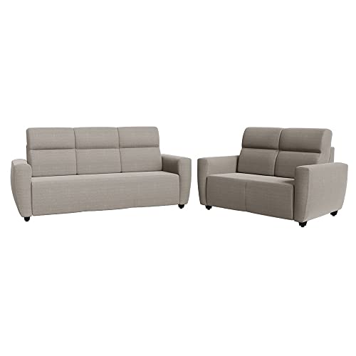 Image of Wakefit Sofa Set | 3 Year Warranty | Sofa 5 Seater, 5 Seater Sofa for Living Room, Wooden Sofa Set, Sofa Set 3+2 Seater - Belize(Omega : Pearl)