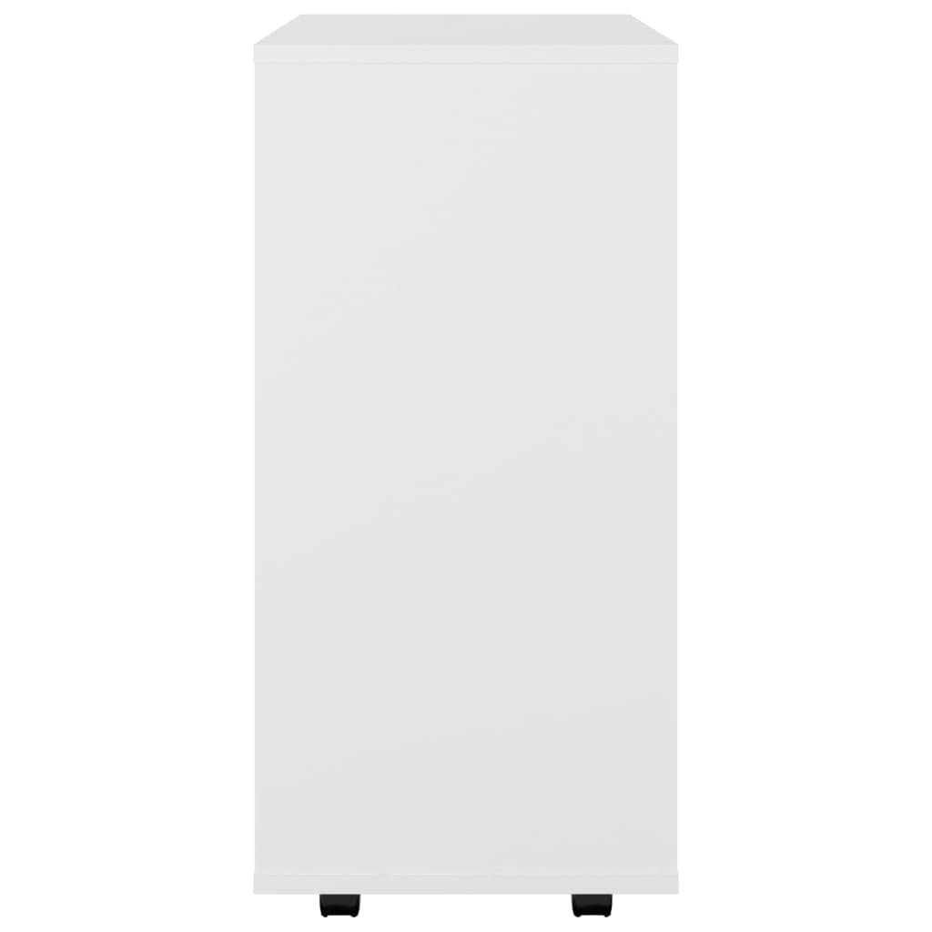 Armadio con ruote in legno bianco, 60 x 35 x 75 cm, con 4 ruote, 2 bloccabili, mobile multiuso per ufficio, soggiorno, camera da letto, spazio e ordine