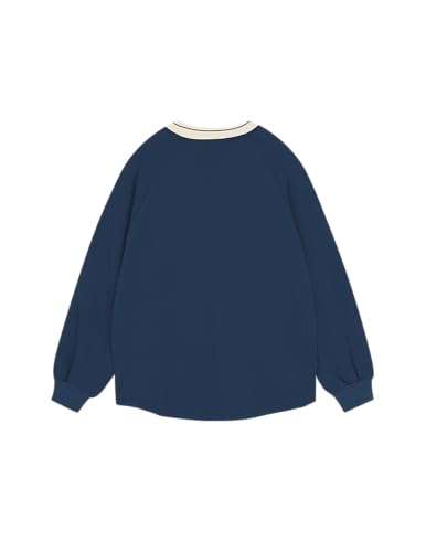 Vamtac Letter Graphic Crewneck Sweatshirts for Men Vintage Color Blocking Long Sleeve Casual Pullover Top