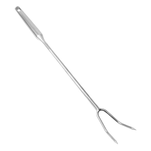 JISADER Tenedor de Carne de Acero Inoxidable, Garfo Trinchar, Herramienta de Cocina Profesional de Dos Puntas para Parrilla y Cocinar en Barbacoa, Mango de Madera, Mango de Acero 50cm