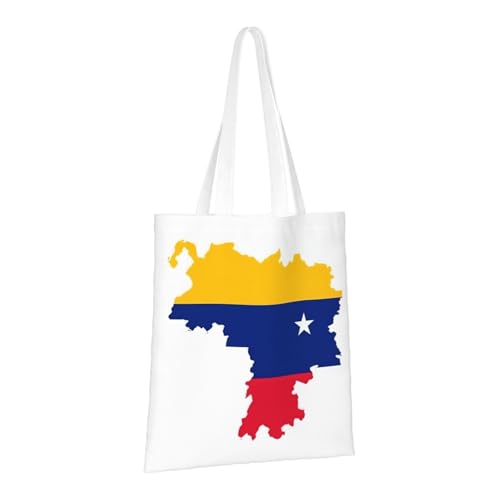 Venezuela Flag Print Polyester Canvas Tote Bag, Shopping Bag With Reinforced Handles, Reusable2