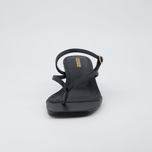 CUSHIONAIRE Madrid Kitten Heel Square Toe Women's Sandals - Comfortable Dressy Strappy Heels Sandals for Women, Wide Widths Available3