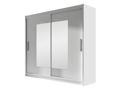 Mirjan24 London VII Penderie avec miroir, à portes coulissantes, armoire à portes coulissantes, armoire moderne pour chambre à coucher, 180 x 215 x 58 cm,...