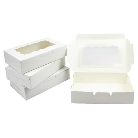 YankMooM 20 Pieces Kraft Cookie Boxes 7 x 4.3 x 1.5 Inch Kraft Bakery Box with Window Cover