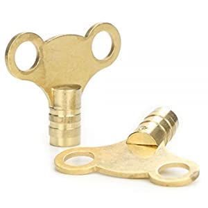 LKT Radiator Bleed Key - Radiator Valve Clock Style Key for Bleeding and Venting Air Vent Valve - Heavy Duty Brass - Pack of 2