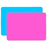 Silicone Mat, 15.7' x 11.8' Silicone Mats for Crafts, 2 Pack Nonstick & Nonslip Large Silicone Mats for Resin Crafting Art Painting Mat Jewelry Resin Molds Casting Molds Mats Supplies, Rose Red&Blue