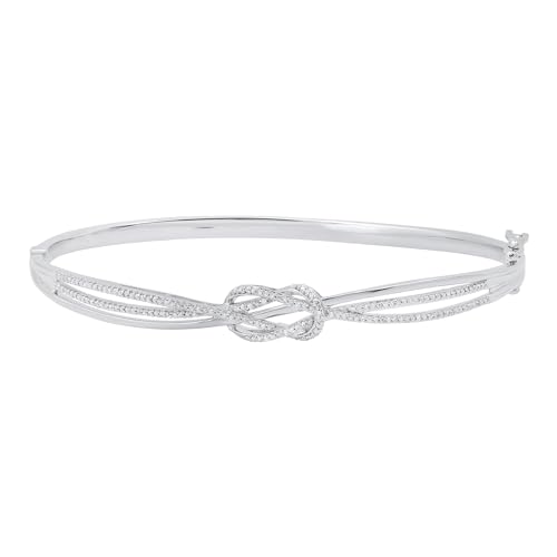 Image of Dazzlingrock Collection Round White Diamond Infinity Knot Bangle Bracelet for Her (Diameter 2.75 inch, 0.25 ctw, Color I-J, Clarity I2-I3) in 925 Sterling Silver