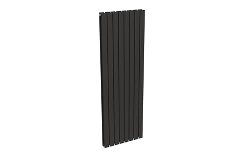 Radiateur noir mural eau chaude vertical acier double lame | 180 x 60 cm 2 464 Watt chauffage central | 4 raccordements 15x21 (1/2) série NYTIA by NOYON &...