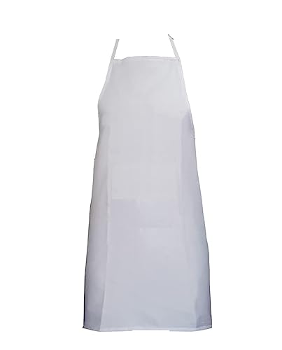 IBEX Unisex Bib Apron with No Pocket, Professional Kitchen Apron for Chefs Waiters, Cooks, Bar Staff, Catering, White
