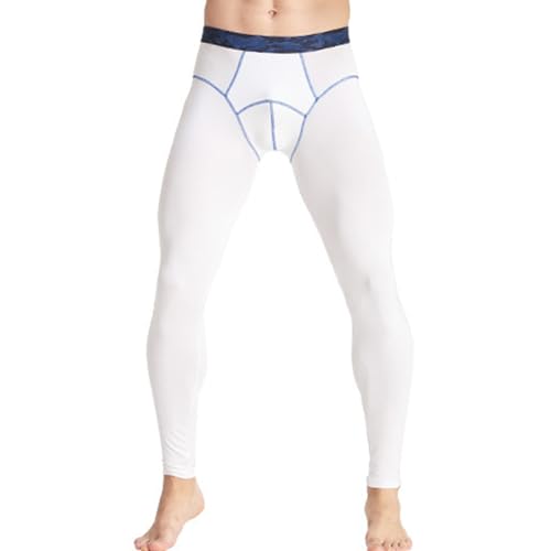 Yeahdor Men's Compression Pants Workout Athletic Leggings Gym Running Tights Bottom Cool Dry Sports Baselayer White X-Large