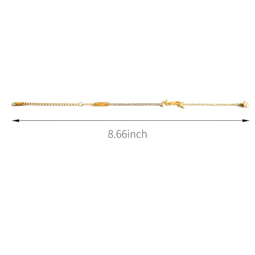 18K Gold Initial Bracelet for Women, Dainty Luxury Gold Chain Bracelet, Minimalist Trendy Link Bracelets for Jewelry Gift3