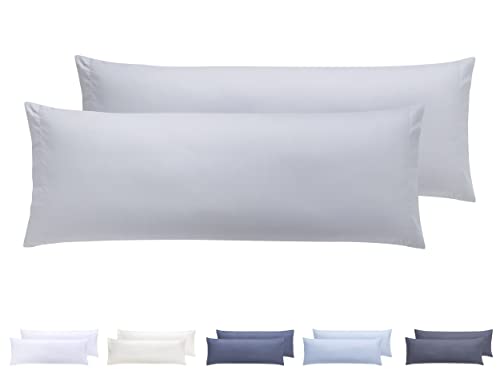 Todocama – Juego de 2 Fundas de Almohada, Microfibra Extra Suave, hipoalergénicas. Juego de 2-90x40 cm Gris Claro