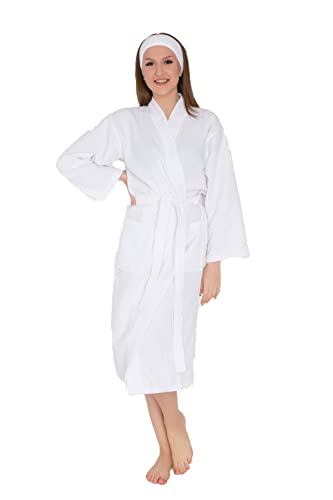 Tuva Home Peignoir Blanc Hotel Waffle Peignoir Léger Unisexe Pour Femme Et Homme Peignoir Taille (3XL) Cover