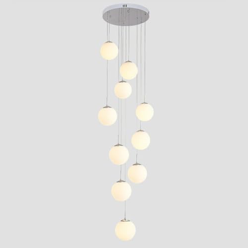 Chandelier, 10 Glass Decorate Balls Staircase Chandelier Long Pendant Light