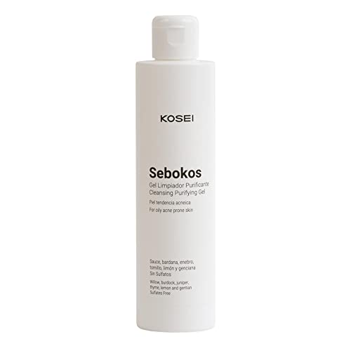 Kosei - Sebokos Gel Limpiador Purificante - 200 ml - Ideal para Pieles Sensibles - Combate el Acné - Limpieza de Pieles Grasas - Sin Sulfatos - Con Extractos de Plantas - Unisex - Vegano