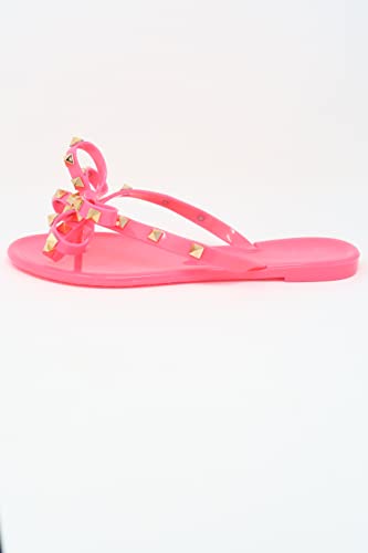 Image of TOP Moda Womens Studded Jelly Flip Flops Sandals with Bow