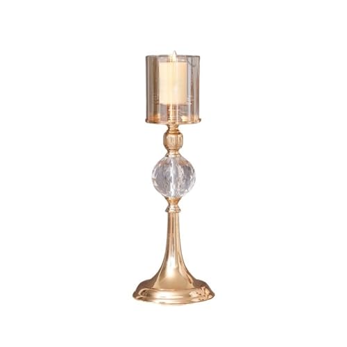 Portavelas Decorativos Light Luxury Metal Glass Tall Candlestick Candlelight Dinner Decoration Ornaments para Fiestas(Grande)