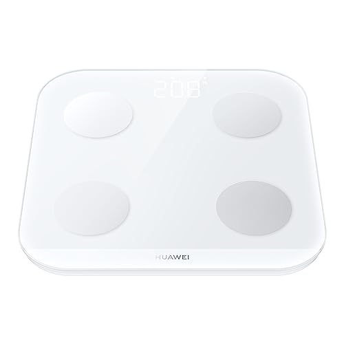 Huawei Escala 3 Cuerpo Inteligente Análisis de Composición Corporal IMC, Huawei TruFit, Conexión Bluetooth, Soporte Multiusuario, Compatible con Android e iOS, Blanco