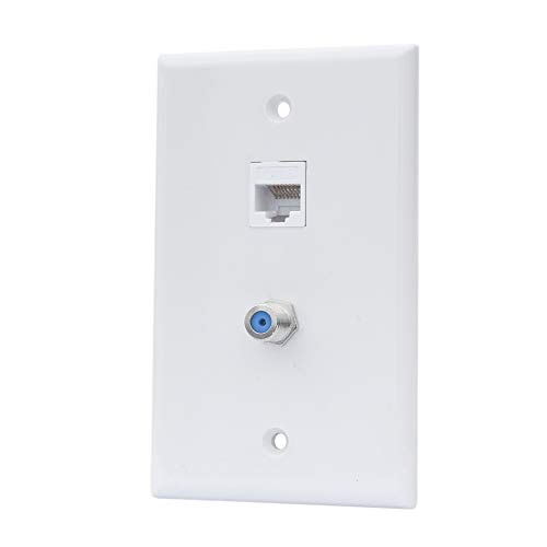 Ethernet Coax Wall Plate - Coax RJ45 CAT6 Ethernet Cable Cover Plate Female to Female - 1 Port CAT6 Keystone Jack + 1 Cable TV Coax F-Type Connector - Thumbnail 5