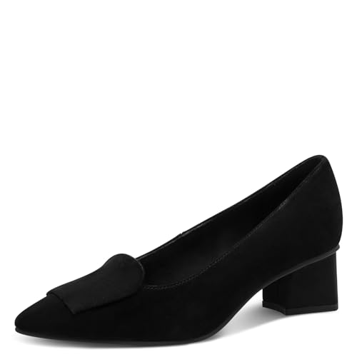 Marco Tozzi Damen Pumps weiches Feel Me Fußbett Leder Leder Decksohle weiches Innenfutter Stilvoll, schwarz (Black), 39 EU