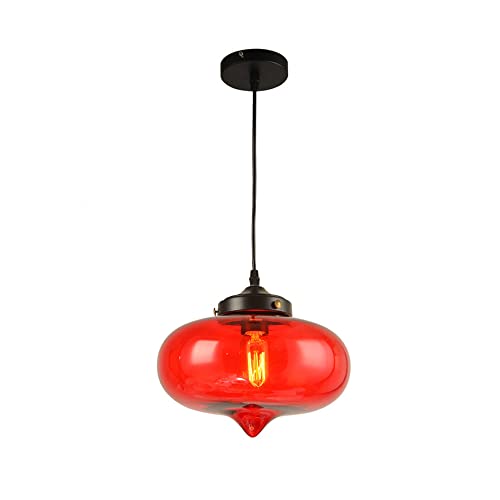 DLSixYi Forma de cebolla industrial Candelabro vintage Bar Restaurante E27 Lámpara colgante Lámpara de techo Jaula de vidrio Personalidad Lámparas de comedor (claro / amarillo / rojo / gris humo) Cover