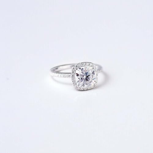 4 CT Cushion Cut Moissanite Engagement Ring Colorless 10K 14K 18K White Gold Unique Ring Halo Ring Promise Ring Ideal Gift For Girlfriend3