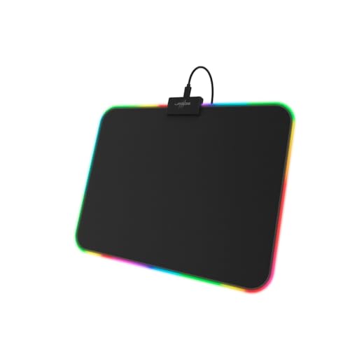 uRage Gaming Mauspad Rag Illuminated (Speed, Medium, LED, 35 x 0,3 x 26 cm, Naturkautschuk, Stoff, Gaming-Pad) schwarz/blau/türkis/violett/grün/gelb/rot/pink