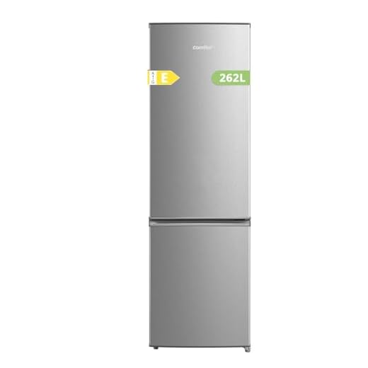 Comfee' RCB359IX2 Frigorífico combinado, 262L, Gran capacidad, Low frost, Altura 177,3 cm, Bajo nivel de ruido 39 dB, Luz LED, Temperatura regulable, Acero inoxidable[Clase E]