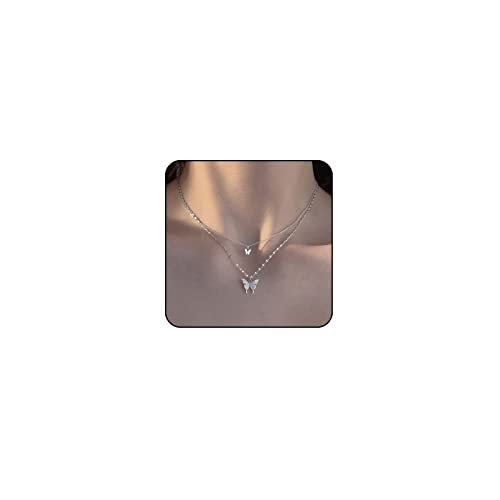 Sora Tuki Silver Butterfly Necklace for Women Layered Rose Gold Butterfly Necklace Gold Butterfly Choker Necklace Butterfly Pendant Necklace Silver Butterfly Jewelry