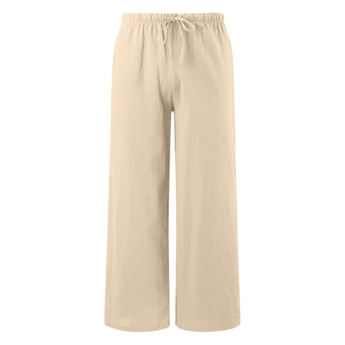 Girls Linen 𝐏alazzo Pants Elastic Waist Wide Leg Jogger Lightweight Beach Long Sweatpants Cute Preppy Clothes3