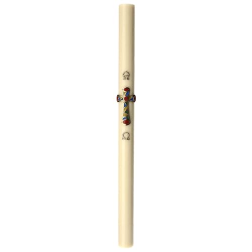 Beeswax Reinforced Paschal Candle with Patchwork Cross 3.15x47.25 in