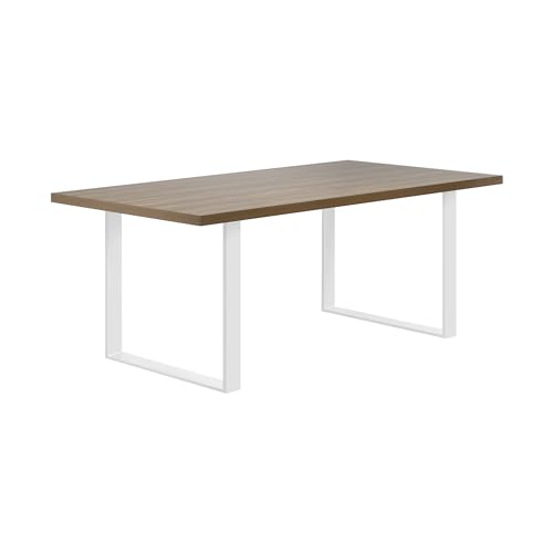 Mog Casa Mesa De Comedor Macon 180x100 Cm Mesa De Cocina, Madera Y Patas En Metal Nogal Blanco Mog Casa Mesa De Comedor Macon 180x100 Cm Mesa De Cocina, Madera Y Patas En Metal Nogal Blanco