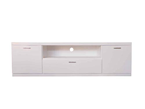 Image of APRODZ Mango Wood Pagan TV Stand Cabinet for Home | TV Unit for Living Room | White Finish