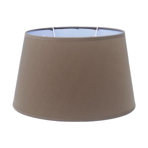 Lampenschirm Stofflampenschirm in Leinenoptik Oval für E14/E27 Fassung H 17.5 cm (braun)