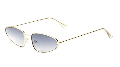 Semi Oval Thin Frame Color Lens Sunglasses