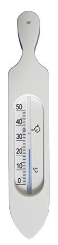 TFA Dostmann Termómetro de baño analógico 14.3018.02 sin BPA con líquido de medición natural, color blanco, 37 x 11 x 195 mm
