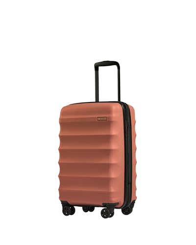 ANTLER - Juno Hard Shell Cabin Suitcase 56x35x20.5cm 42L Lightweight & Expandable 4 Spinner Wheels Adjustable Handle Carry On Luggage Approved by easyjet & British Airways TSA Lock - Soft Orange