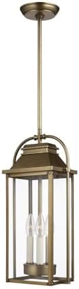 Feiss OL13209PDB Wellsworth - 3 Light Outdoor Medium Pendant-18.75 Inches Tall and 8.5 Inches Wide, Finish Color: Painted Distressed Brass