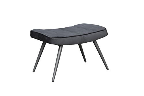 byLIVING Hocker Uta / Samt-Bezug schwarz / Gestell schwarz pulverbeschichtet / Fuß-Ablage / Sitzhocker / B 60, H 39, T 41 cm, B 59, H 39, T 41 cm Cover